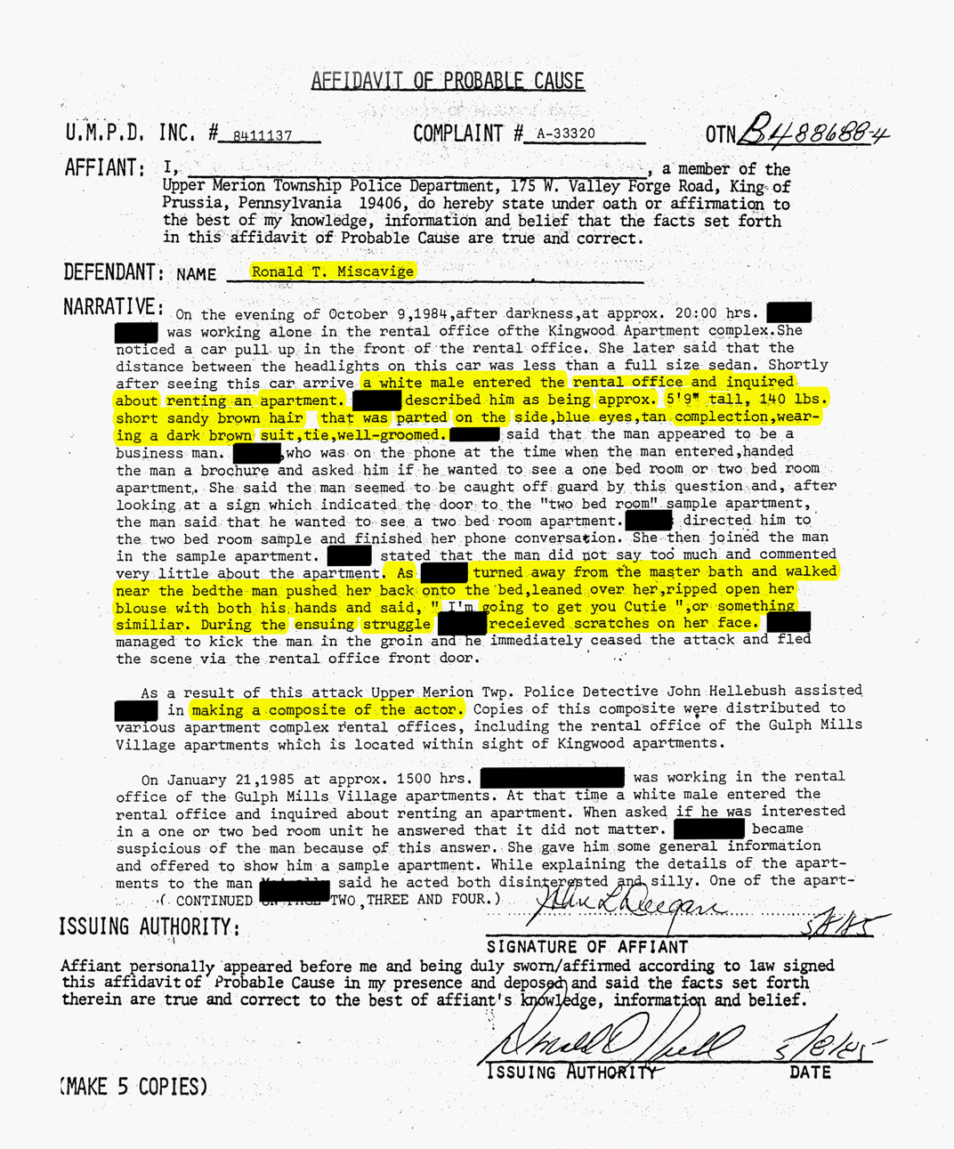 ron miscavige sr arrest doc page1