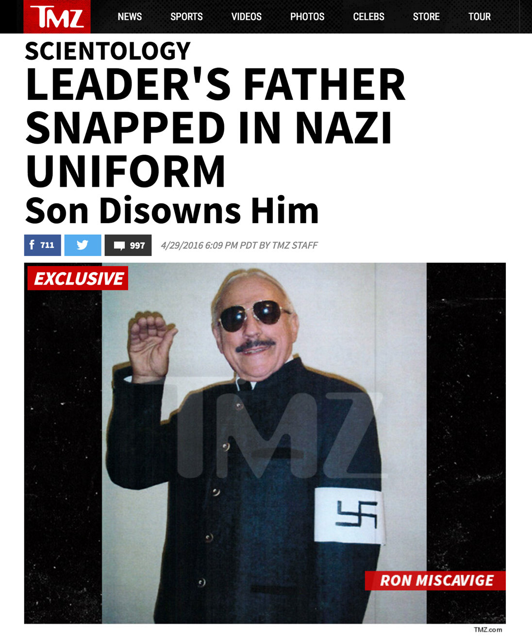 Ron Miscavige Sr. in Nazi uniform—TMZ