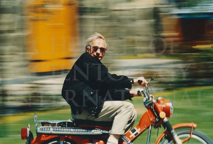 Ron Miscavige riding his moped in the ’90s.