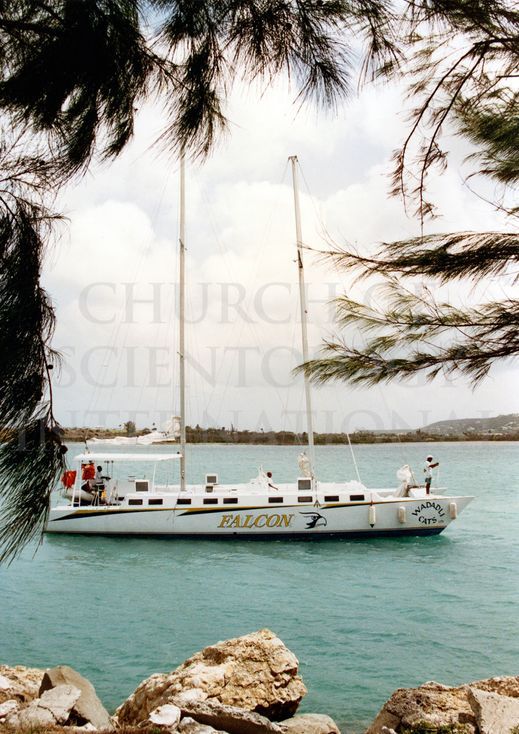 The boat Ron Miscavige sailed on in the Caribbean on a day off.