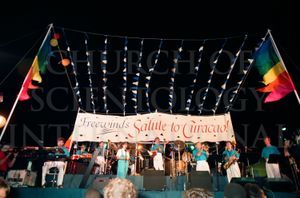 Ron Miscavige with the Golden Era Musicians performing on the Caribbean Island of Curaçao.