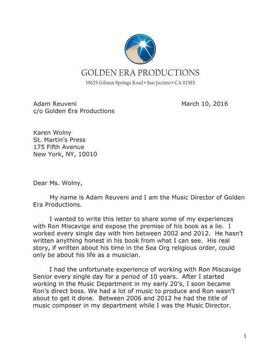 Ron Miscavige’s Music Director: 